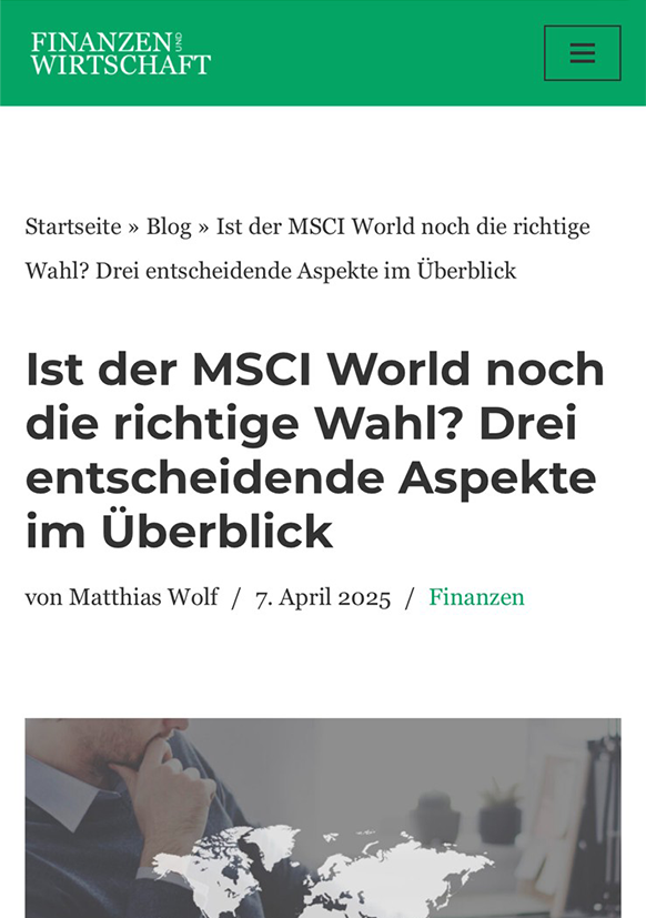 Screenshot Finanzen und Wirtschaft Artikel 
