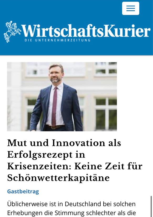 Screenshot WirtschaftsKurier Artikel 