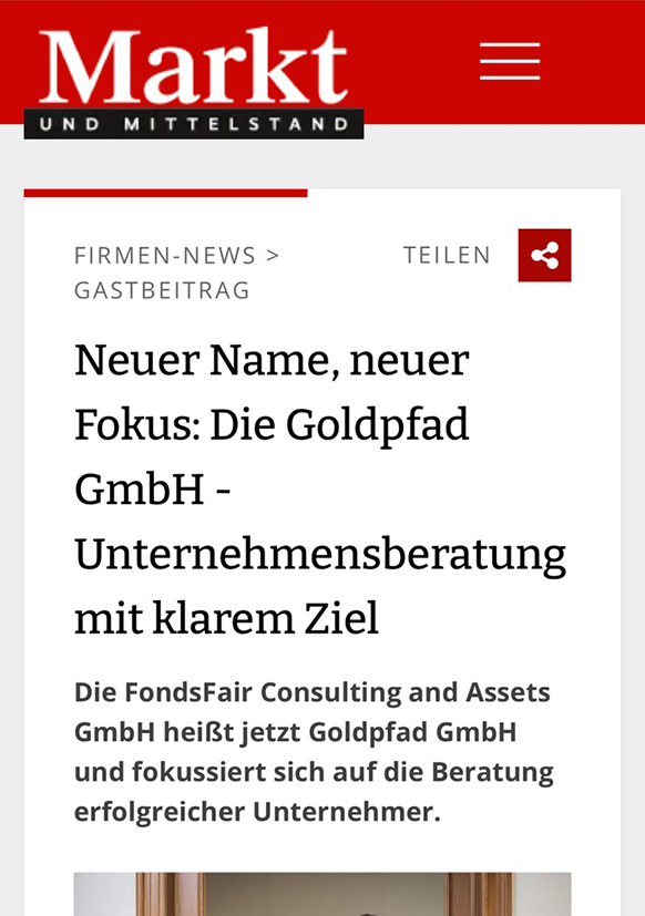 Screenshot Markt und Mittelstand Artikel 